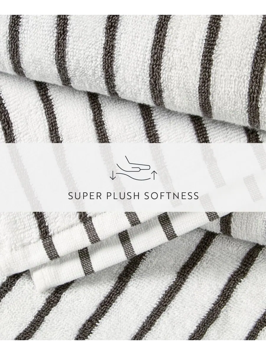 Набор хлопковых пляжных полотенец Cabana Stripe, 76,6 см x 182 см Ienjoy Home — изображение 5 из 9, серый