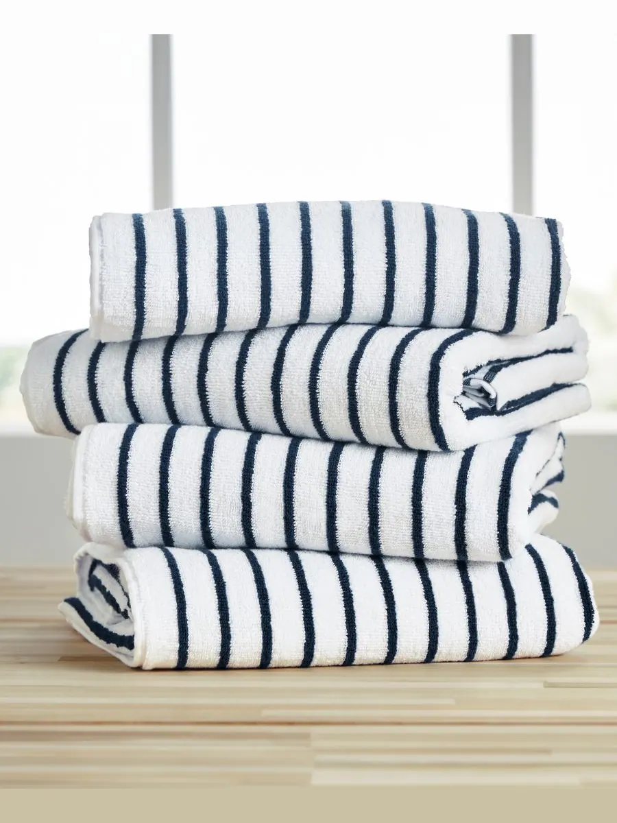 Набор хлопковых пляжных полотенец Cabana Stripe, 76,6 см x 182 см Ienjoy Home — изображение 1 из 8, темно-синий