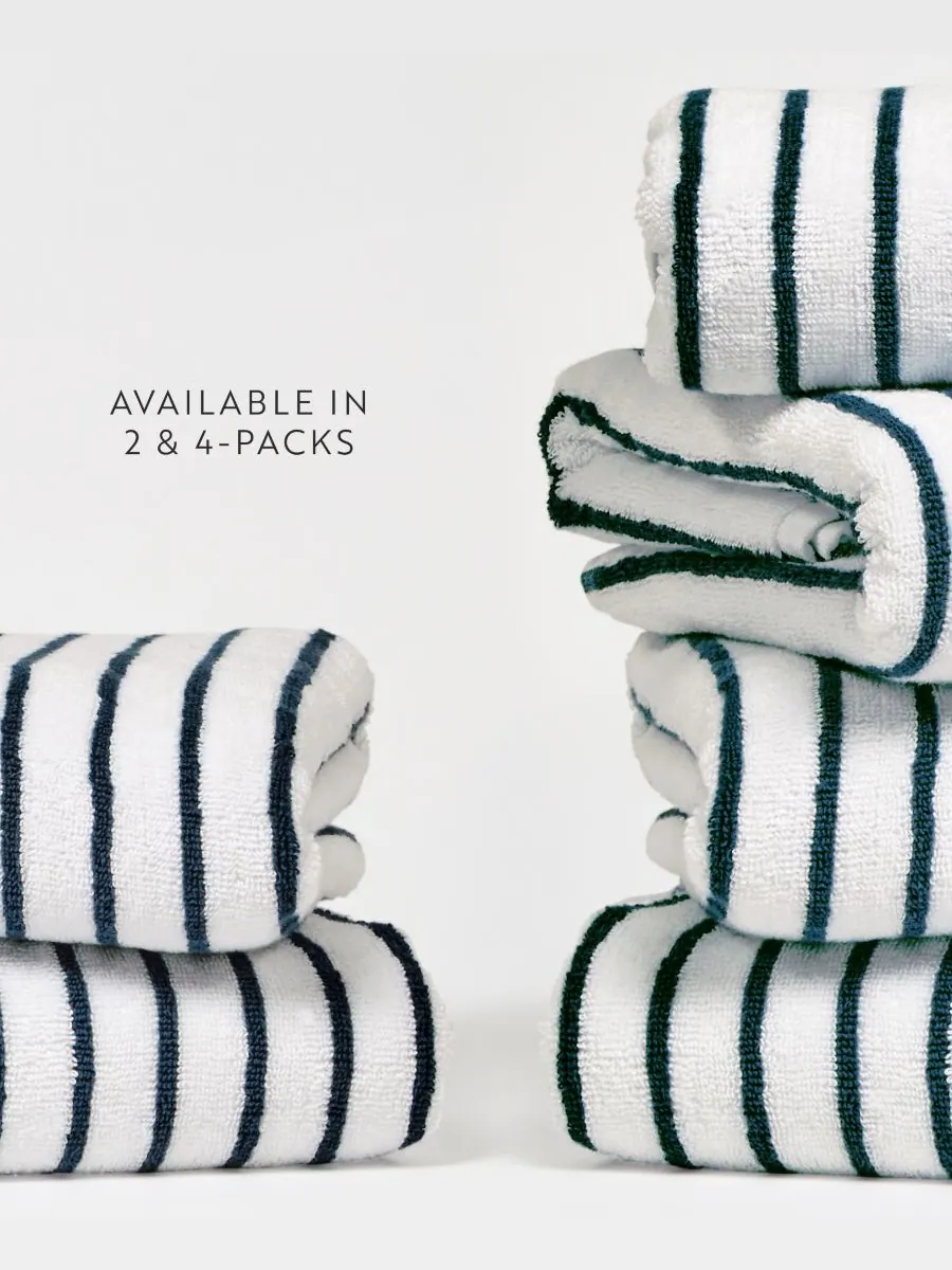 Набор хлопковых пляжных полотенец Cabana Stripe, 76,6 см x 182 см Ienjoy Home — изображение 7 из 8, темно-синий