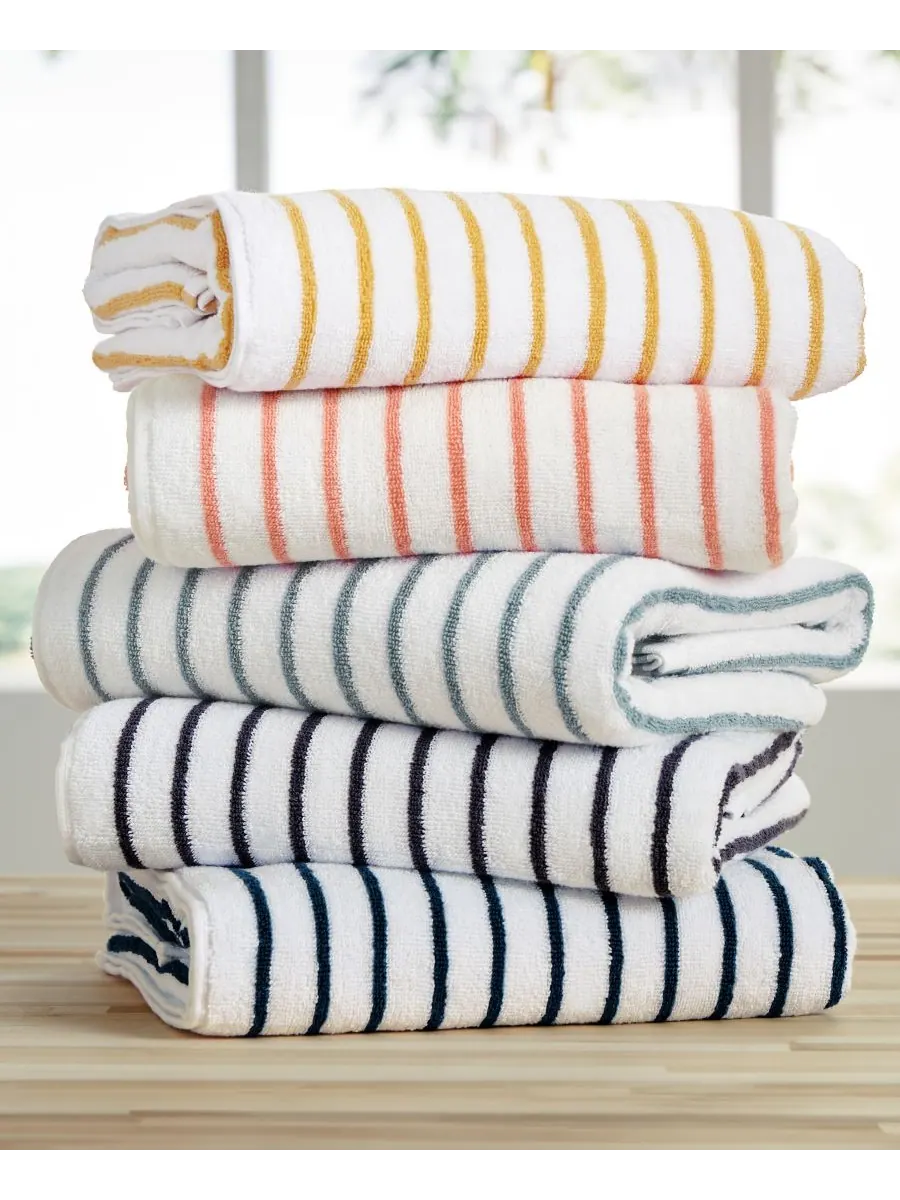 Набор хлопковых пляжных полотенец Cabana Stripe, 76,6 см x 182 см Ienjoy Home — изображение 8 из 8, темно-синий