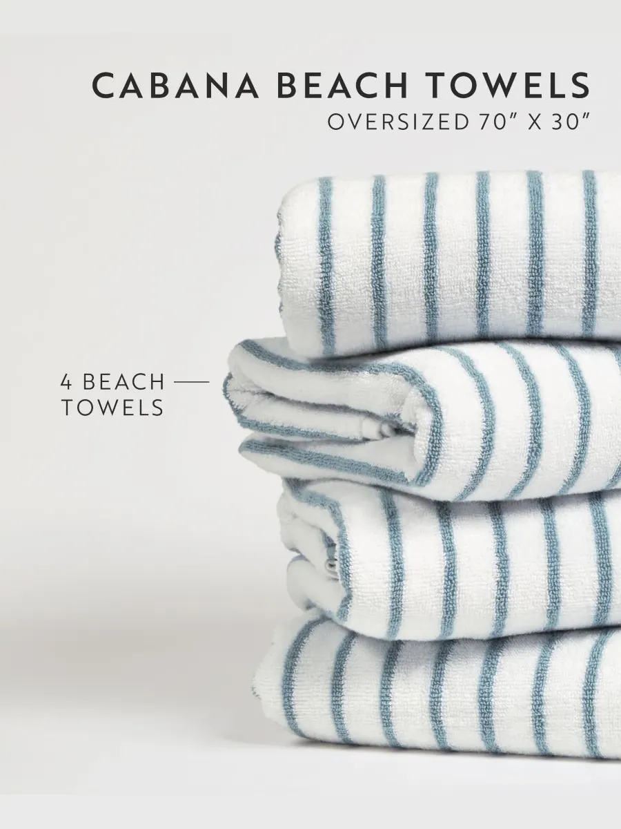 Набор хлопковых пляжных полотенец Cabana Stripe, 76,6 см x 182 см Ienjoy Home — изображение 3 из 9, светлый/синий