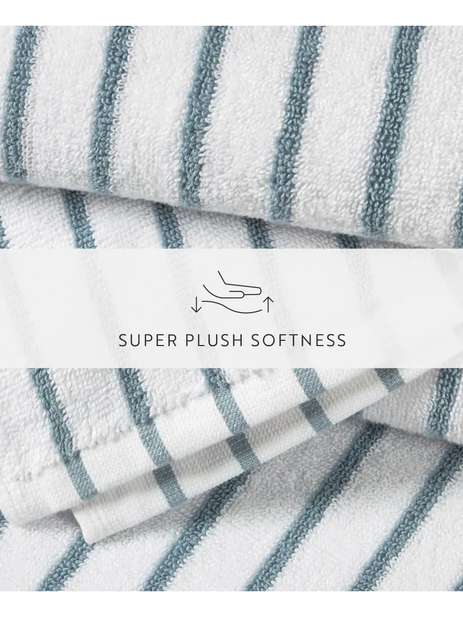 Набор хлопковых пляжных полотенец Cabana Stripe, 76,6 см x 182 см Ienjoy Home — изображение 5 из 9, светлый/синий