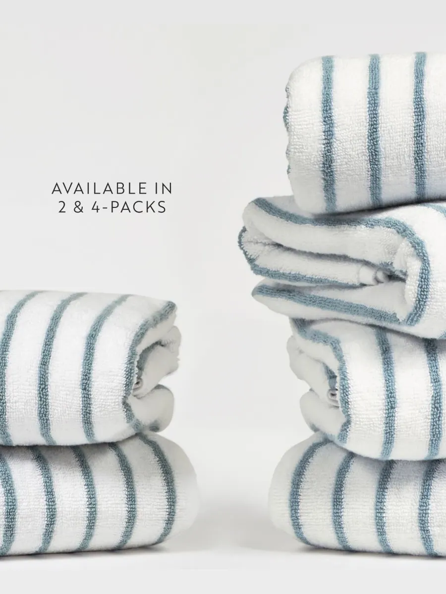 Набор хлопковых пляжных полотенец Cabana Stripe, 76,6 см x 182 см Ienjoy Home — изображение 8 из 9, светлый/синий