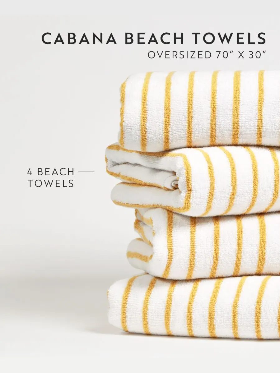 Набор хлопковых пляжных полотенец Cabana Stripe, 76,6 см x 182 см Ienjoy Home — изображение 3 из 9, желтый