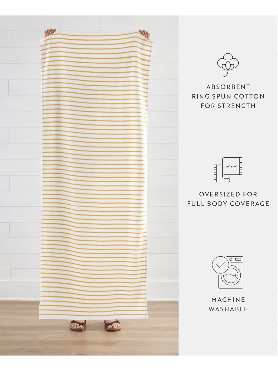 Набор хлопковых пляжных полотенец Cabana Stripe, 76,6 см x 182 см Ienjoy Home — изображение 4 из 9, желтый
