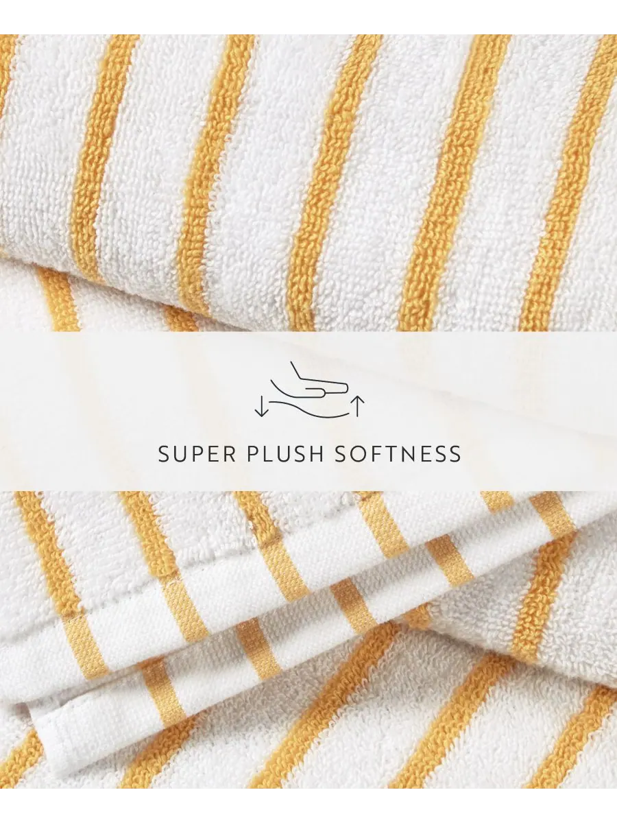 Набор хлопковых пляжных полотенец Cabana Stripe, 76,6 см x 182 см Ienjoy Home — изображение 5 из 9, желтый