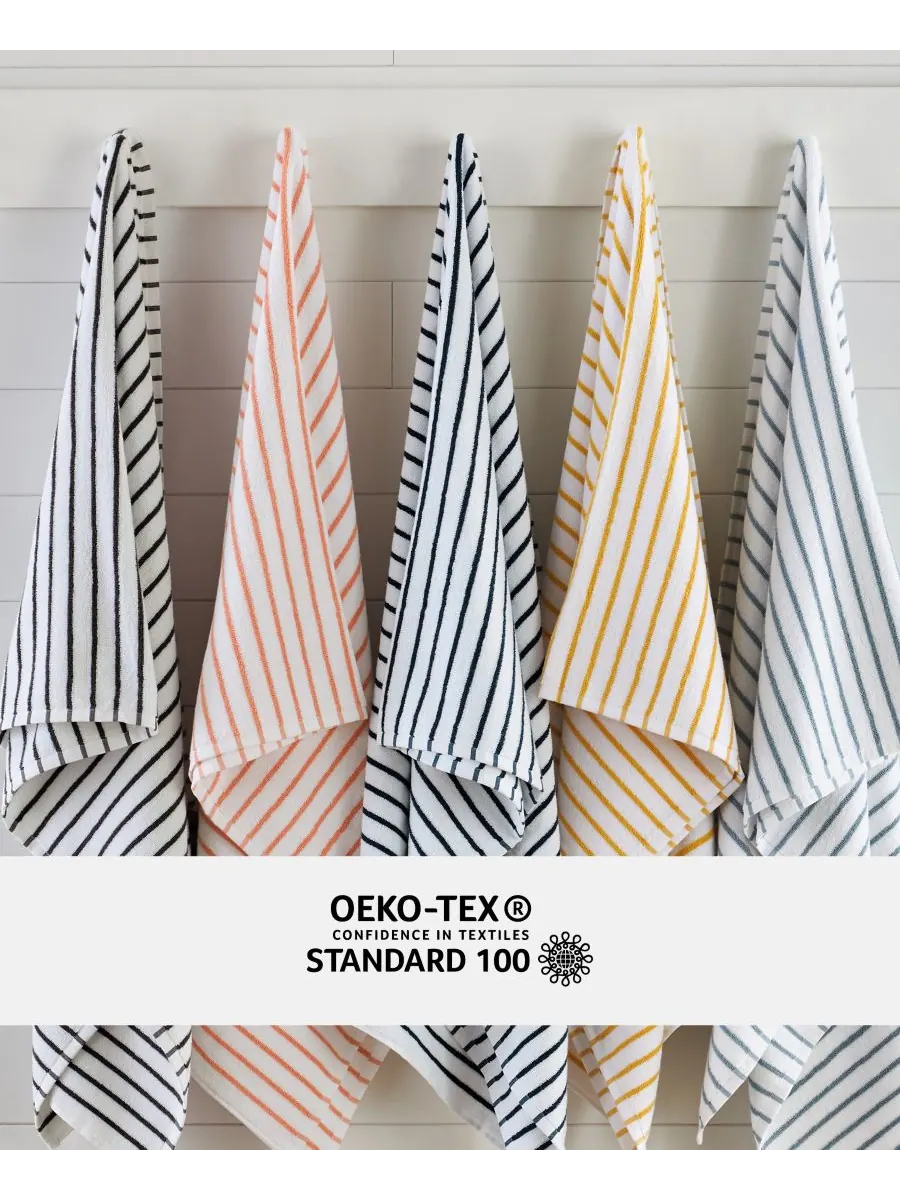 Набор хлопковых пляжных полотенец Cabana Stripe, 76,6 см x 182 см Ienjoy Home — изображение 6 из 9, желтый