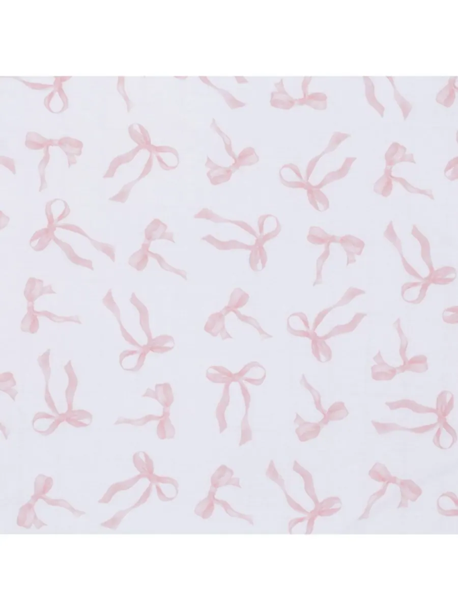 Детская простынь Coquette Bows из хлопка, розового цвета, для детской кроватки/малыша Lambs & Ivy — изображение 5 из 6
