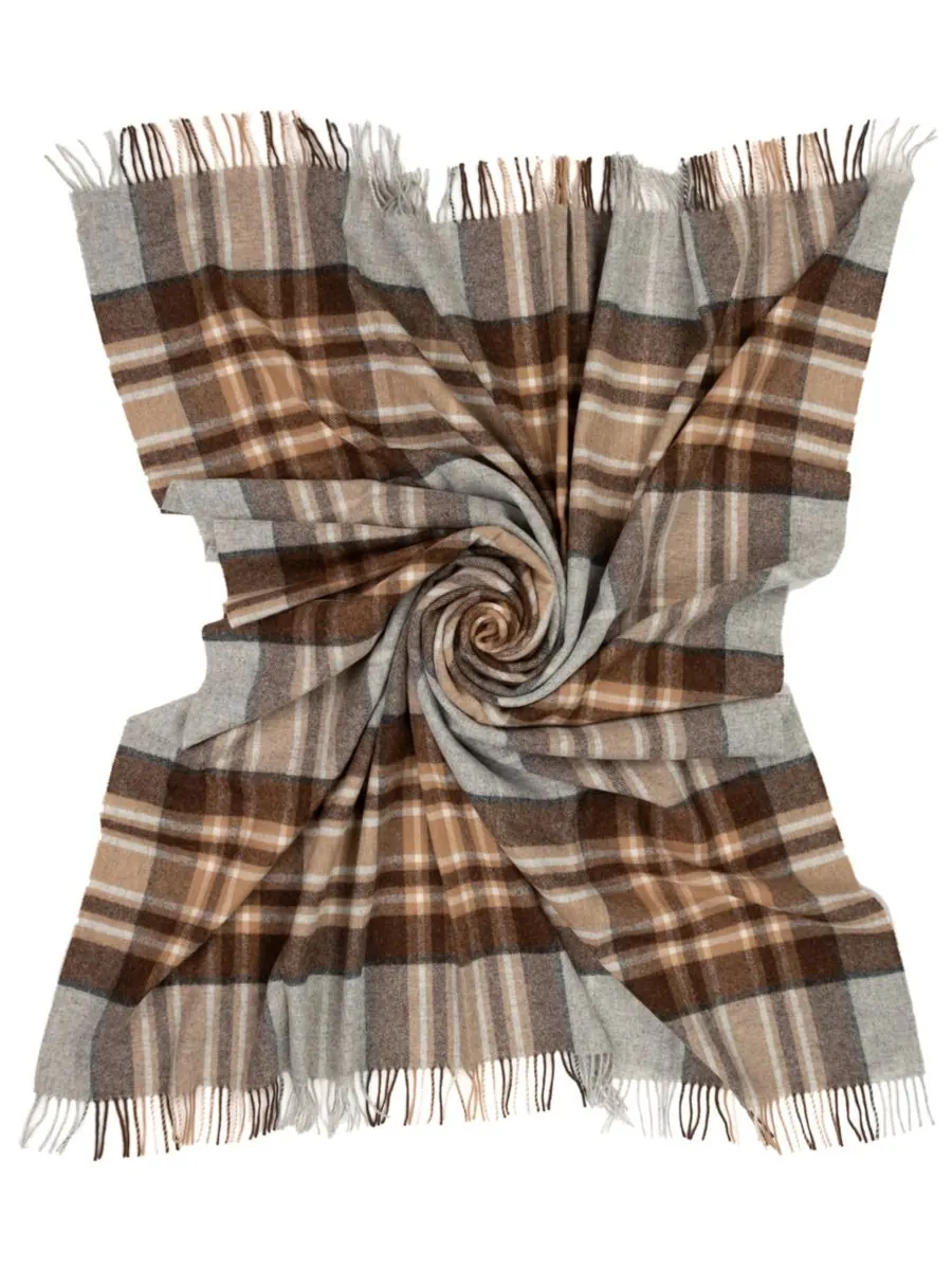 Плед Highland Tweeds из овечьей шерсти Shetland, 55 x 72 дюйма Prince of Scots — изображение 4 из 4, бежевый серый