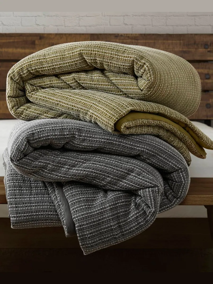 Комплект постельного белья Lyon Waffle Washed, 3 предмета, размер Full/Queen Woolrich — изображение 8 из 10, зеленый