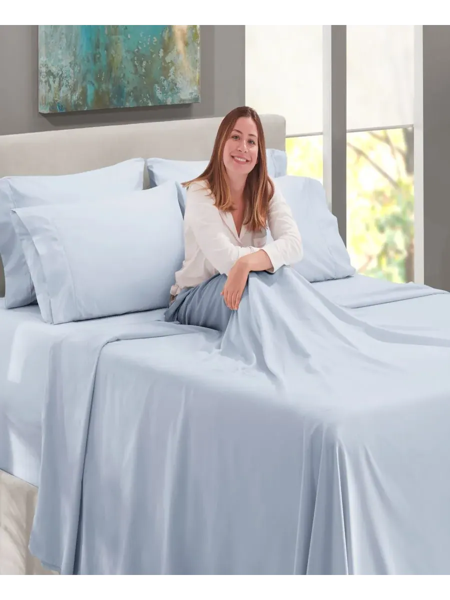 Комплект постельного белья из микрофибры с очень глубокими карманами, 6 предметов, размер «полный» — изображение 7 из 8