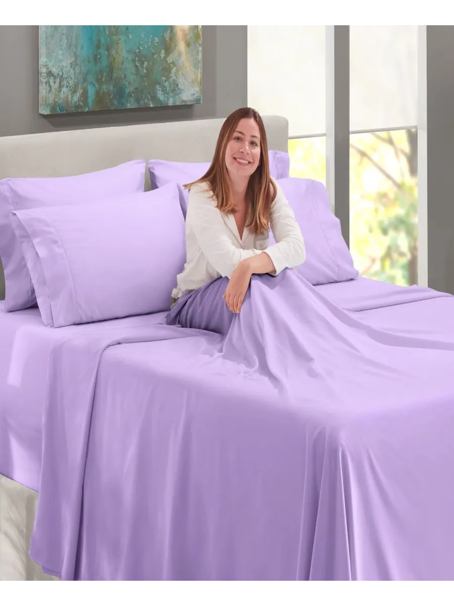 Комплект постельного белья из микрофибры с очень глубокими карманами, 6 предметов, размер полный — изображение 6 из 7