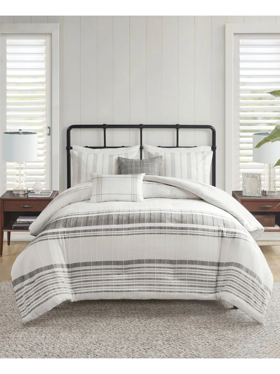 Комплект постельного белья Morgan Jacquard из 6 предметов, размер King Harbor House — серый