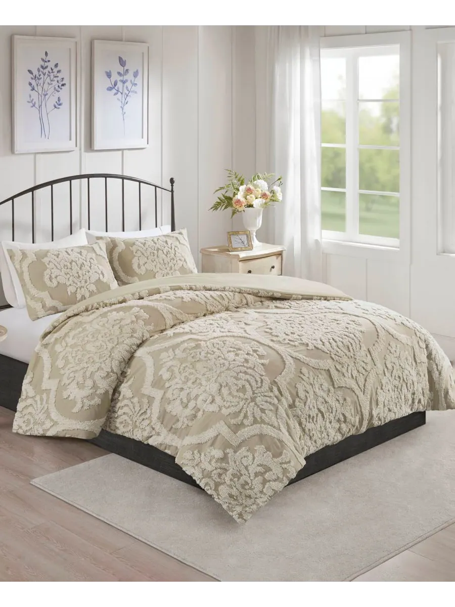 Комплект постельного белья Viola Damask из 3 предметов, размер King/California King Madison Park — изображение 2 из 9, тауп