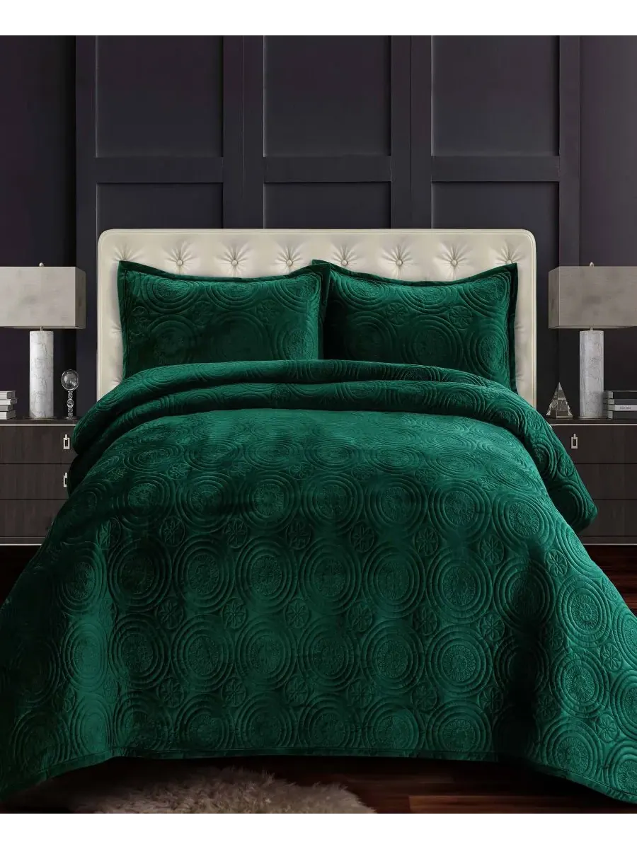 Комплект постельного белья Capri Medallion Velvet Oversized Solid из 3 предметов, размер Queen — изображение 1 из 2