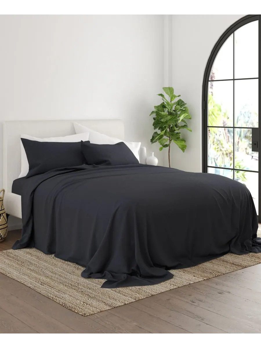 Комплект постельного белья Style Simplified из 4 предметов, размер King Ienjoy Home — изображение 3 из 6, черный