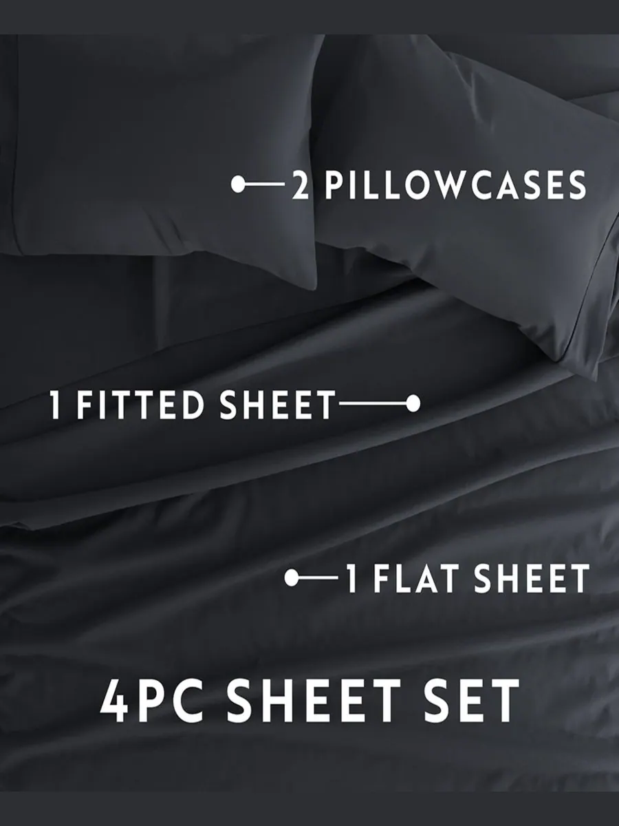 Комплект постельного белья Style Simplified из 4 предметов, размер King Ienjoy Home — изображение 6 из 6, черный