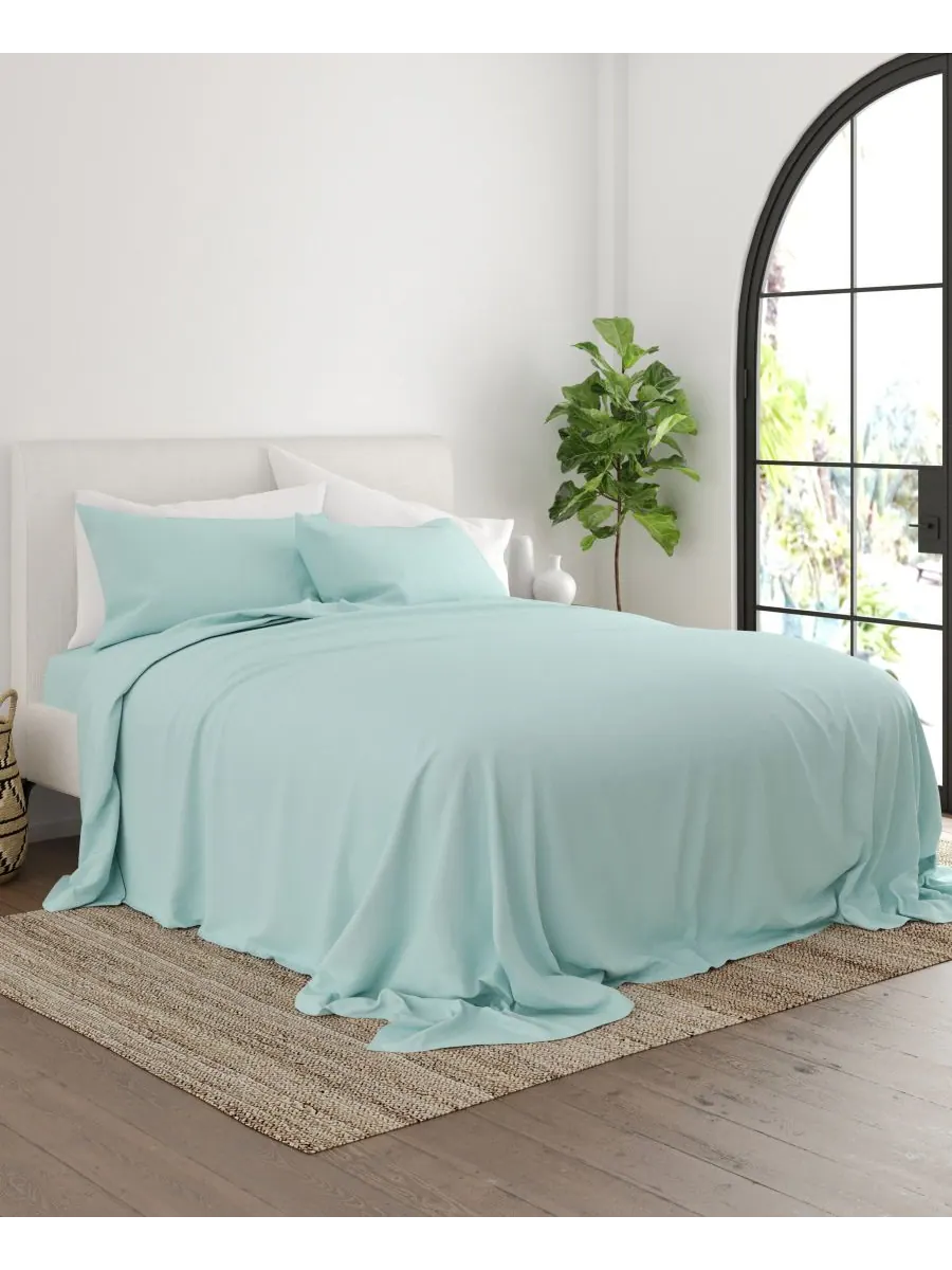 Комплект постельного белья Style Simplified из 4 предметов, размер King Ienjoy Home — изображение 3 из 6, голубой