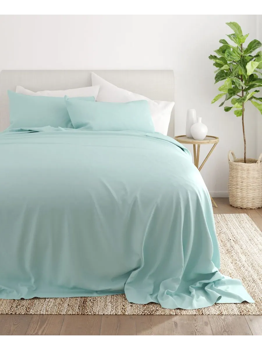 Комплект постельного белья Style Simplified из 4 предметов, размер King Ienjoy Home — изображение 4 из 6, голубой