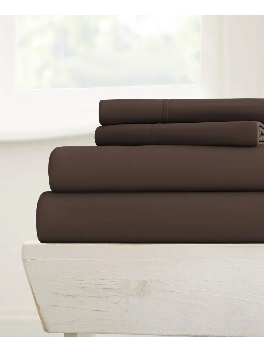 Комплект постельного белья Style Simplified из 4 предметов, размер King Ienjoy Home — изображение 1 из 6, шоколад