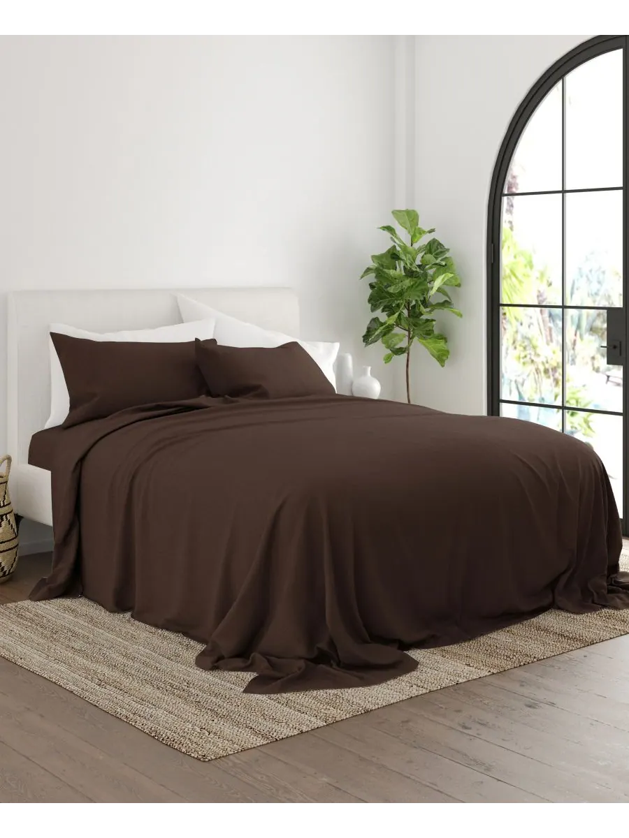 Комплект постельного белья Style Simplified из 4 предметов, размер King Ienjoy Home — изображение 3 из 6, шоколад