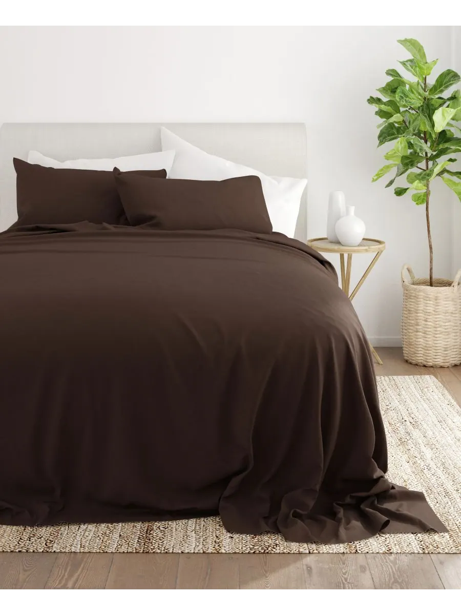 Комплект постельного белья Style Simplified из 4 предметов, размер King Ienjoy Home — изображение 4 из 6, шоколад