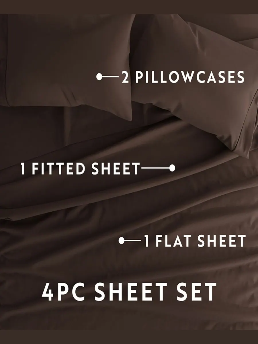 Комплект постельного белья Style Simplified из 4 предметов, размер King Ienjoy Home — изображение 6 из 6, шоколад