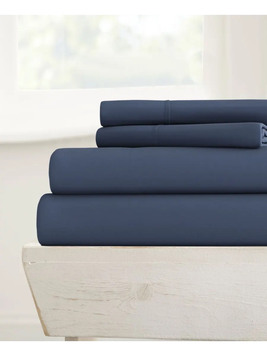 Комплект постельного белья Style Simplified из 4 предметов, размер King Ienjoy Home — изображение 1 из 6, темно-синий