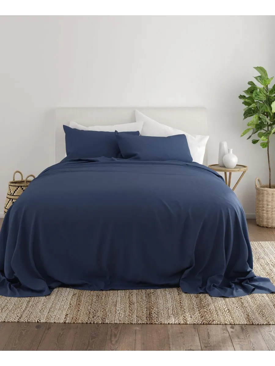 Комплект постельного белья Style Simplified из 4 предметов, размер King Ienjoy Home — изображение 2 из 6, темно-синий
