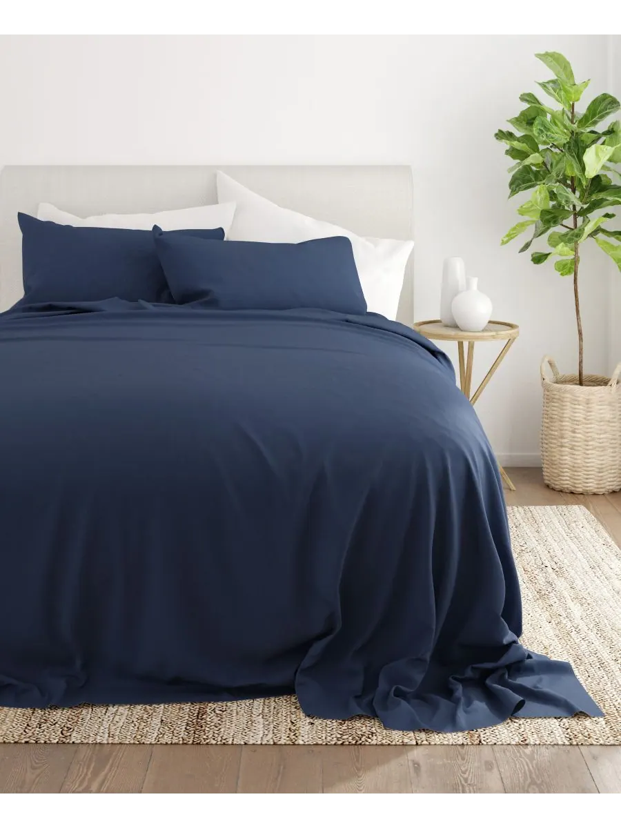 Комплект постельного белья Style Simplified из 4 предметов, размер King Ienjoy Home — изображение 4 из 6, темно-синий