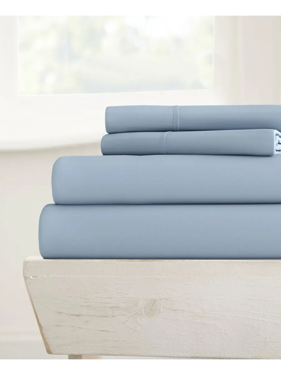 Комплект постельного белья Style Simplified из 4 предметов, размер King Ienjoy Home — изображение 1 из 5, светлый синий
