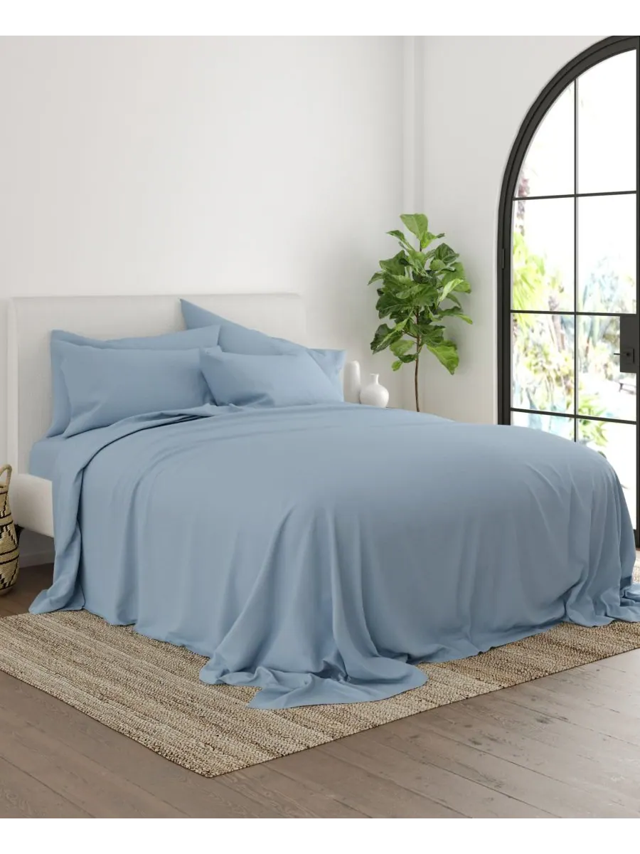 Комплект постельного белья Style Simplified из 4 предметов, размер King Ienjoy Home — изображение 3 из 5, светлый синий