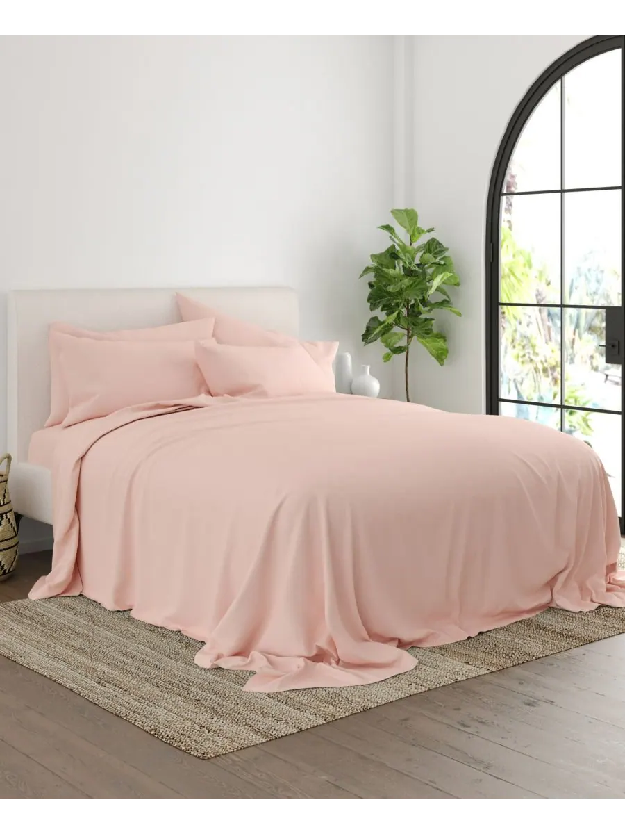 Комплект постельного белья Style Simplified из 4 предметов, размер King Ienjoy Home — изображение 3 из 5, пудровый розовый