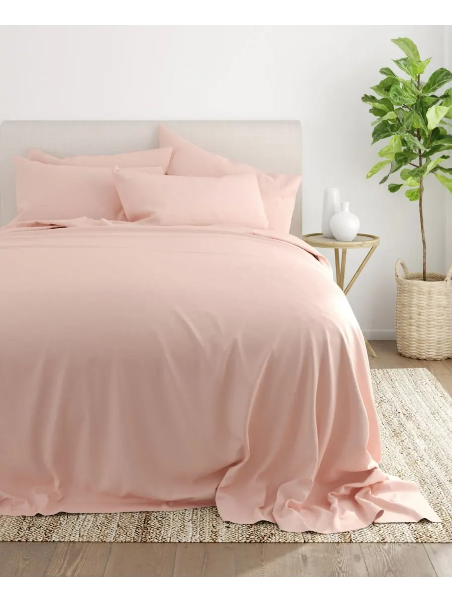 Комплект постельного белья Style Simplified из 4 предметов, размер King Ienjoy Home — изображение 4 из 5, пудровый розовый