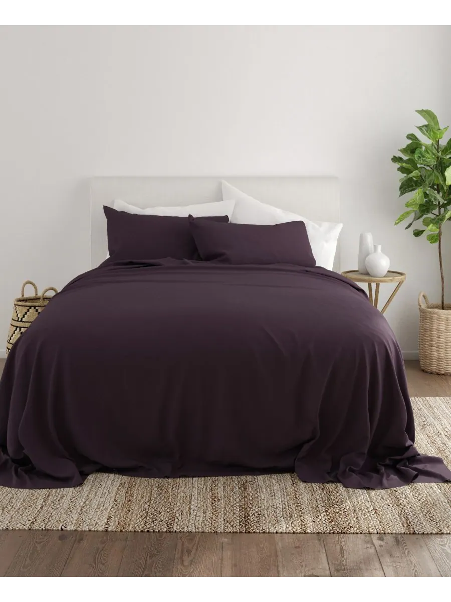 Комплект постельного белья Style Simplified из 4 предметов, размер King Ienjoy Home — изображение 2 из 6, фиолетовый