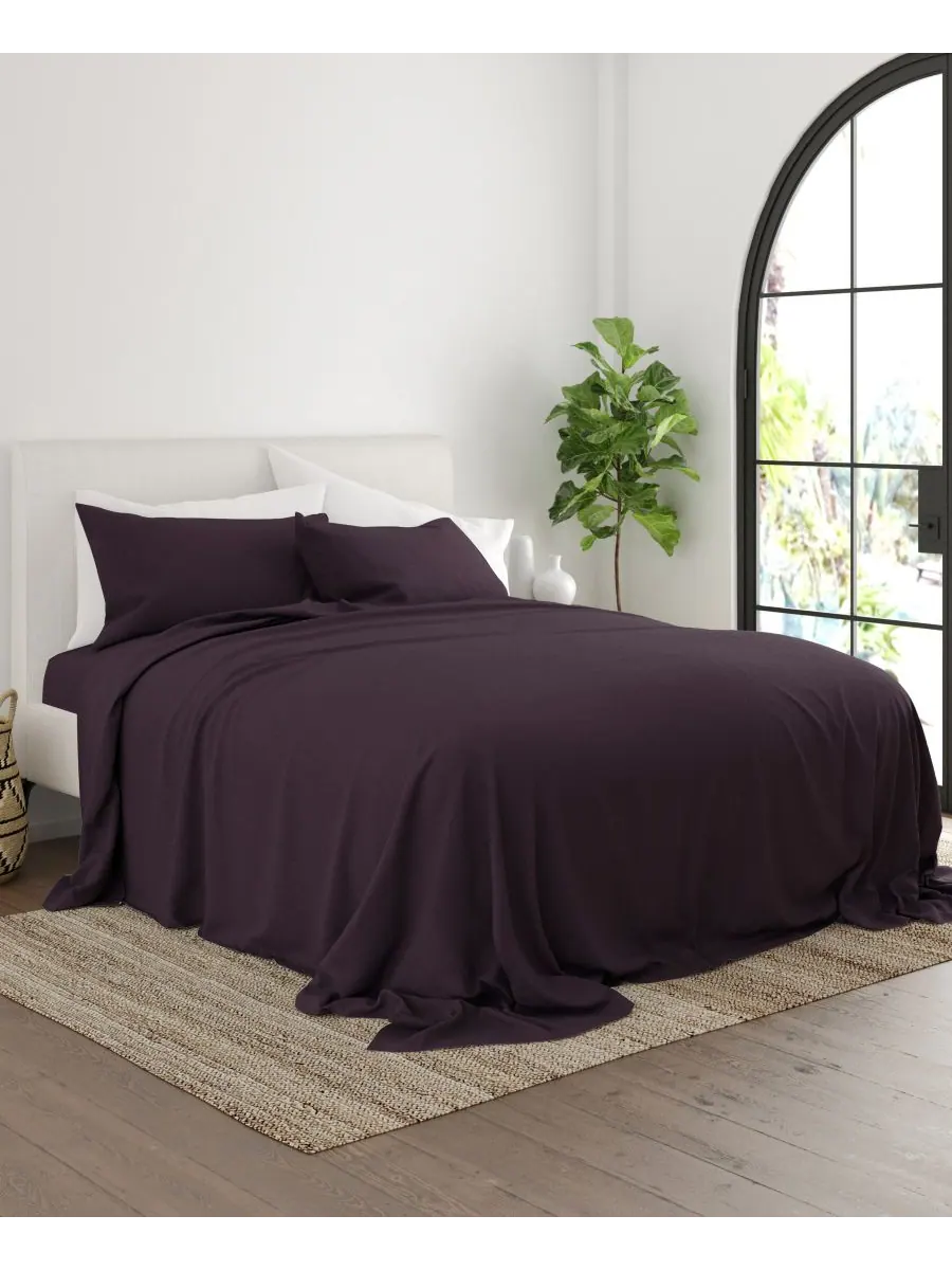 Комплект постельного белья Style Simplified из 4 предметов, размер King Ienjoy Home — изображение 3 из 6, фиолетовый