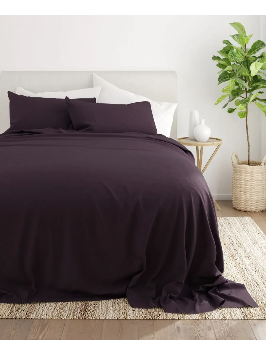 Комплект постельного белья Style Simplified из 4 предметов, размер King Ienjoy Home — изображение 4 из 6, фиолетовый