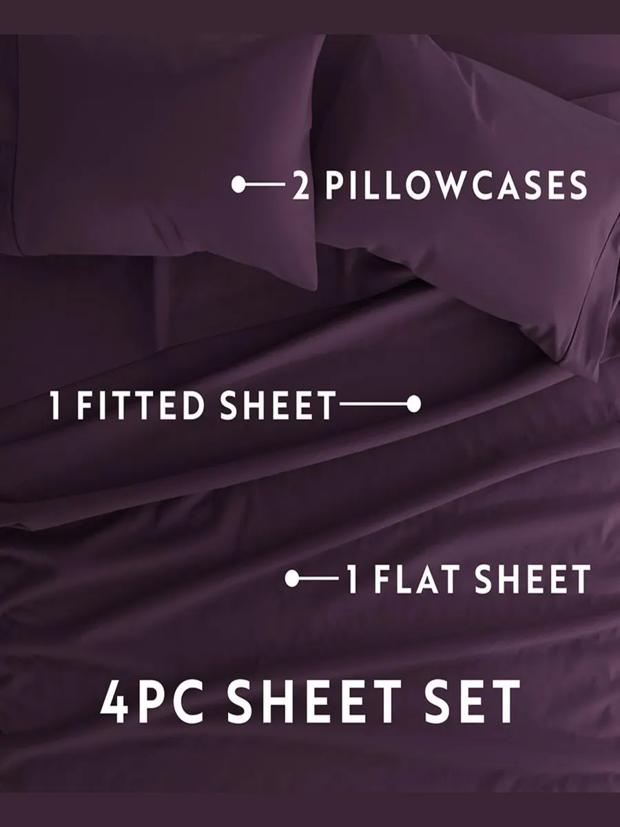 Комплект постельного белья Style Simplified из 4 предметов, размер King Ienjoy Home — изображение 6 из 6, фиолетовый