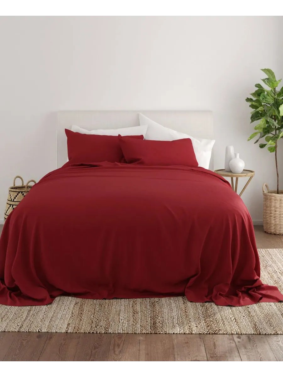 Комплект постельного белья Style Simplified из 4 предметов, размер King Ienjoy Home — изображение 2 из 6, бордовый