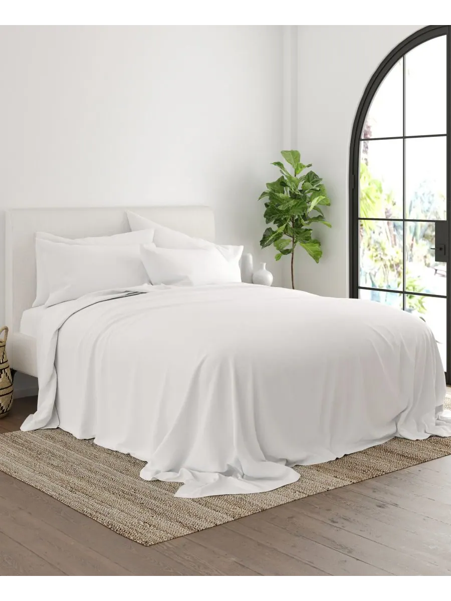 Комплект постельного белья Style Simplified из 4 предметов, размер King Ienjoy Home — изображение 3 из 6, белый