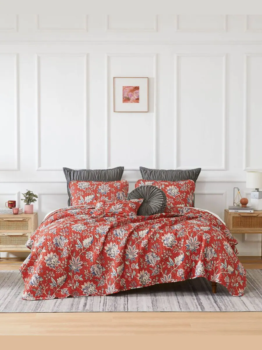 Комплект постельного белья Jacobean Willow из 7 предметов, размер Full/Queen Southshore Fine Linens — красный