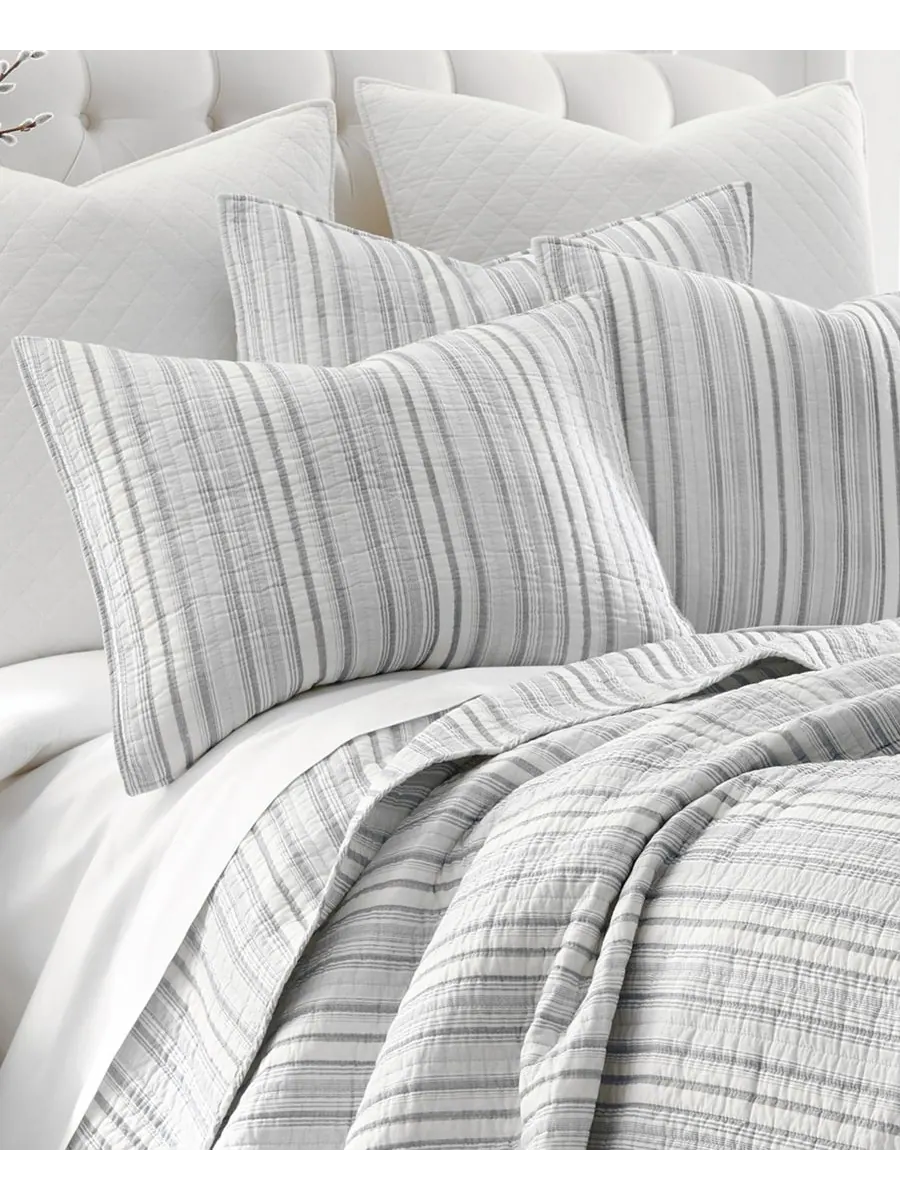 Комплект постельного белья Bondi Stripe из 3 предметов, размер Full/Queen Levtex — изображение 2 из 2, серый
