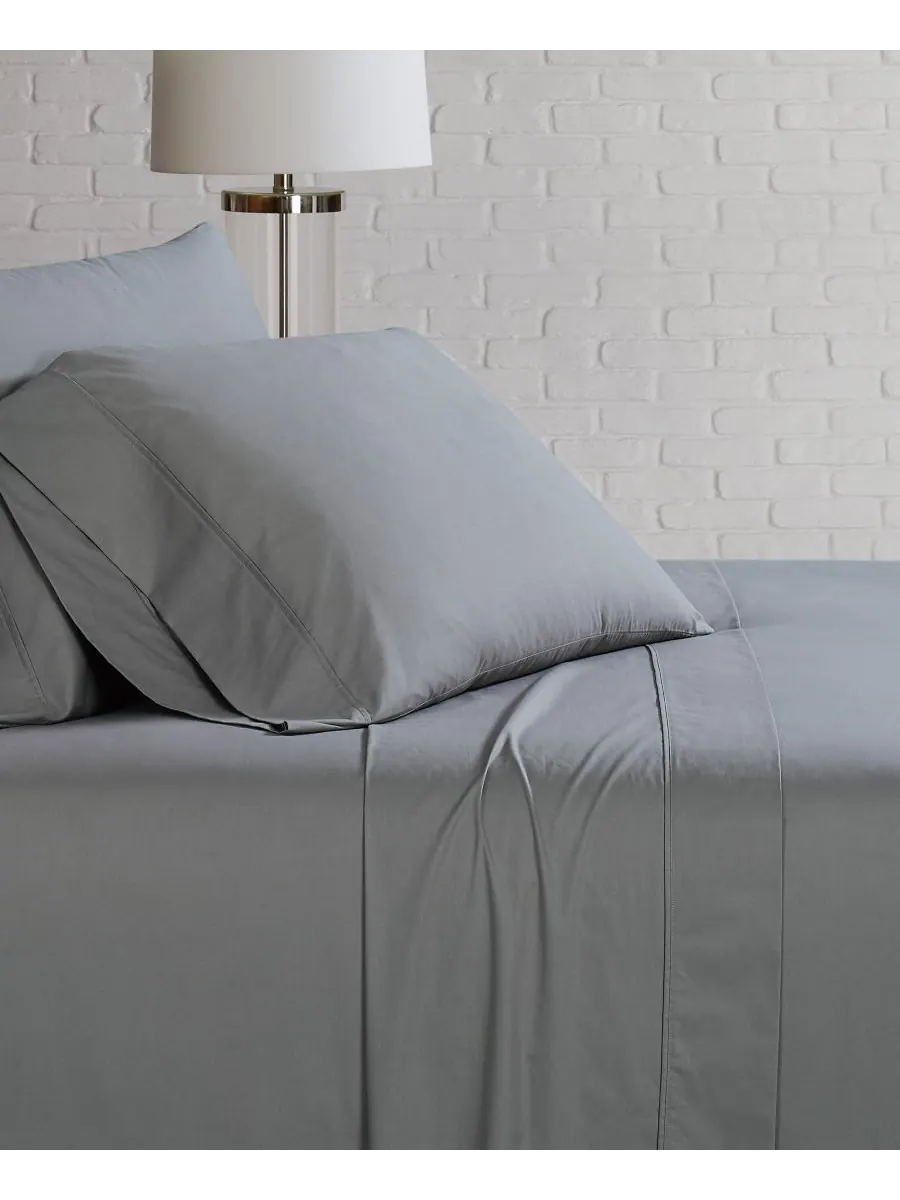 Комплект постельного белья из 4 предметов, однотонный хлопковый перкаль, размер King Brooklyn Loom — изображение 2 из 2