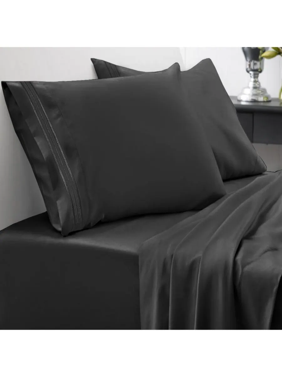 Комплект постельного белья из микрофибры, 4 предмета, размер King Sweet Home Collection — изображение 1 из 2, черный