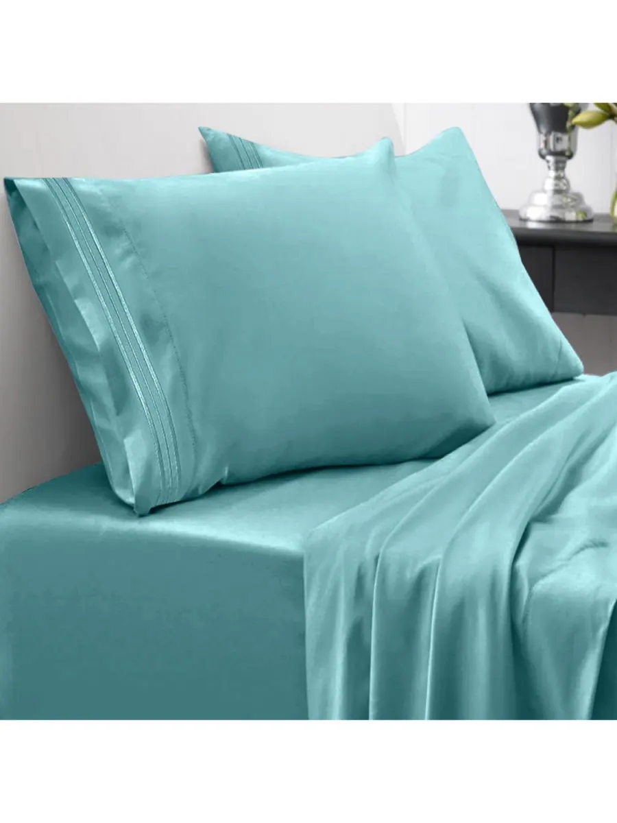 Комплект постельного белья из микрофибры, 4 предмета, размер King Sweet Home Collection — изображение 1 из 2, синий