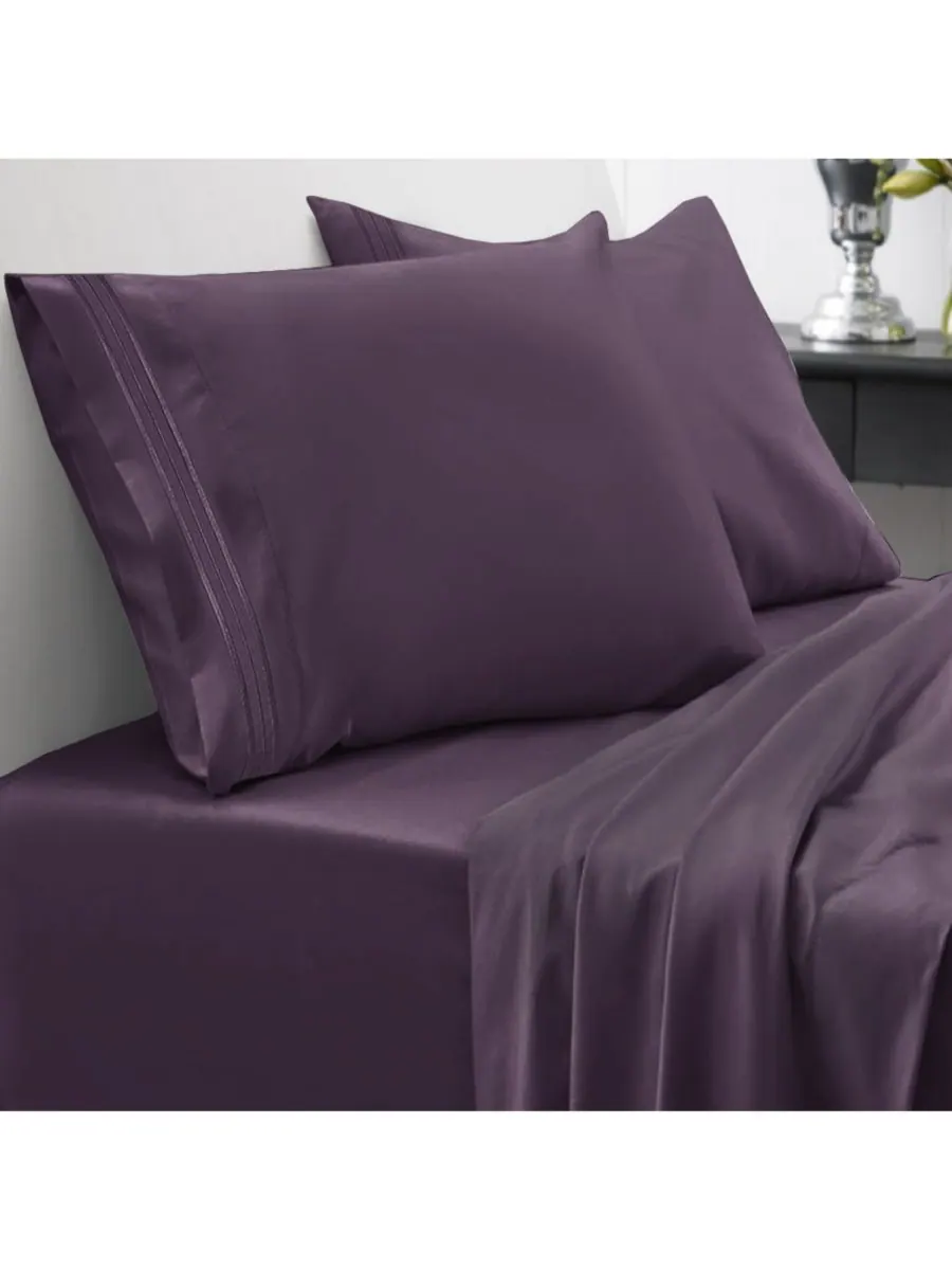 Комплект постельного белья из микрофибры, 4 предмета, размер King Sweet Home Collection — изображение 1 из 2, фиолетовый