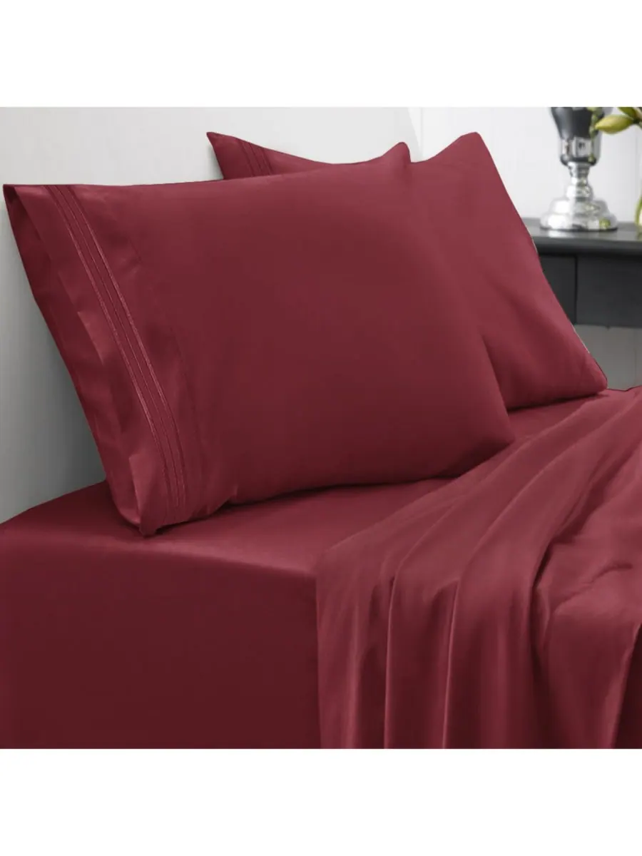Комплект постельного белья из микрофибры, 4 предмета, размер King Sweet Home Collection — изображение 1 из 2, бордовый