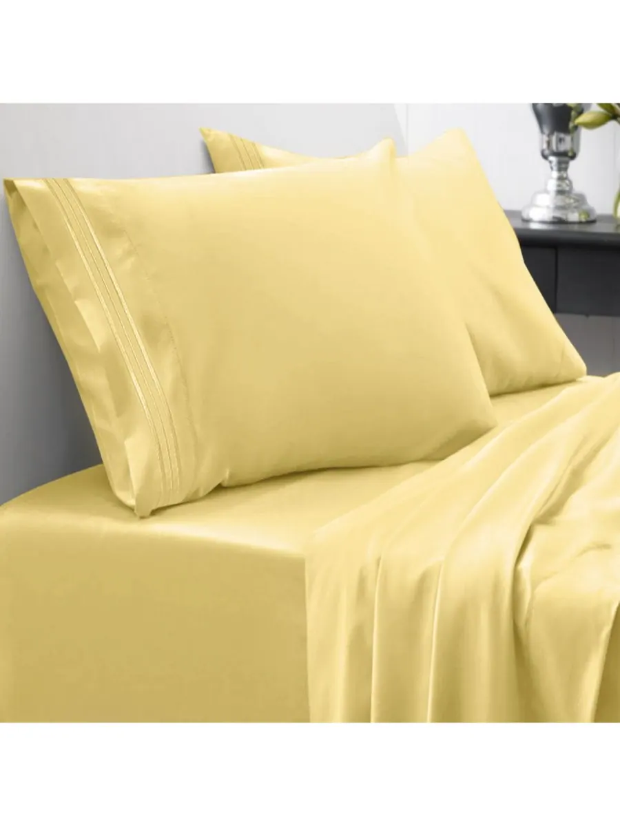 Комплект постельного белья из микрофибры, 4 предмета, размер King Sweet Home Collection — изображение 1 из 2, желтый