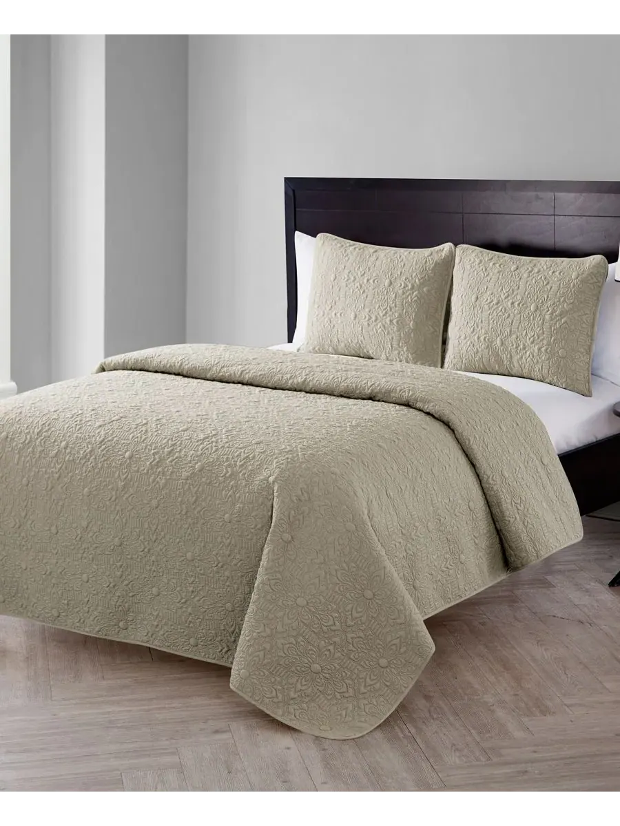 Комплект постельного белья Caroline Embossed из 3 предметов, размер Full/Queen Vcny Home — изображение 2 из 5, тауп