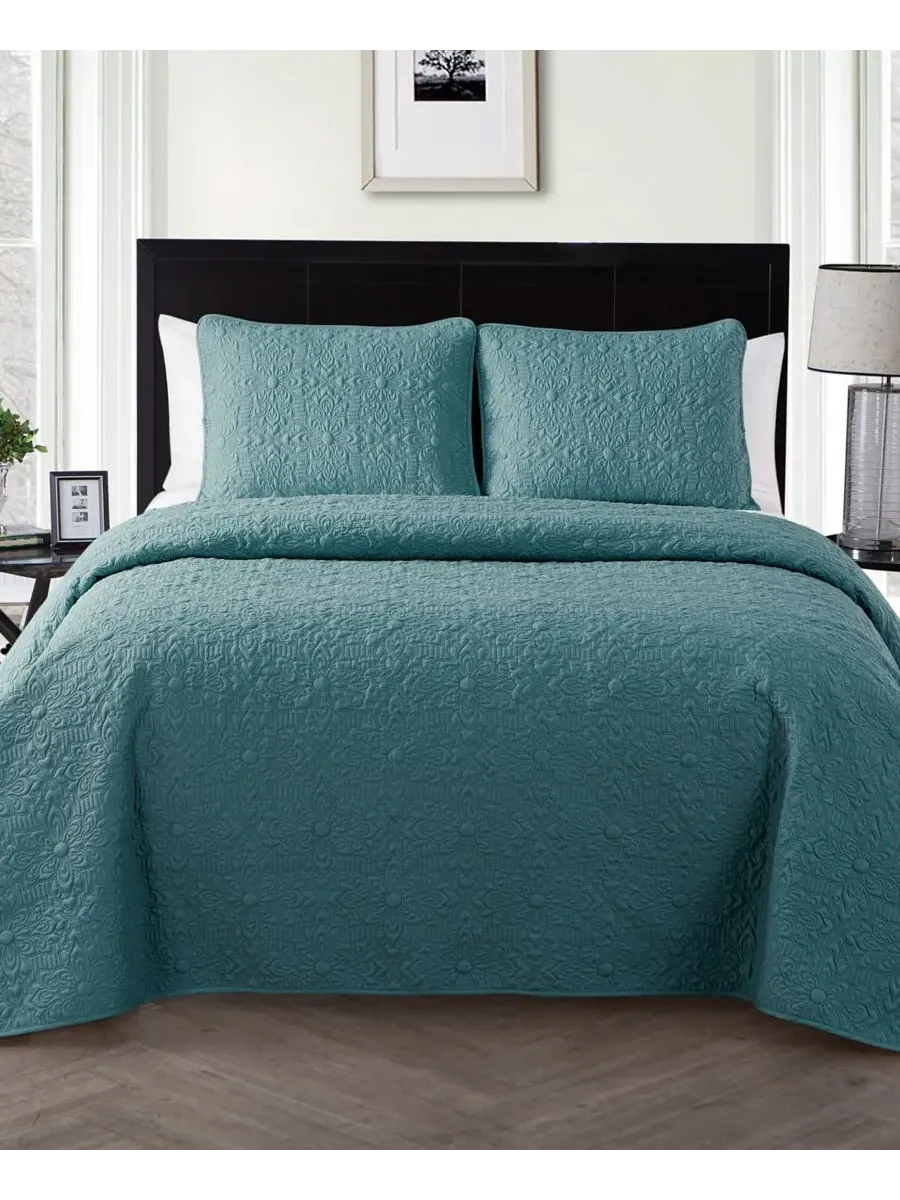 Комплект постельного белья Caroline Embossed из 3 предметов, размер Full/Queen Vcny Home, шалфейный — изображение 1 из 2
